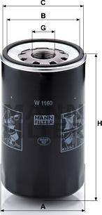 Mann-Filter W 1160 - Масляний фільтр autocars.com.ua