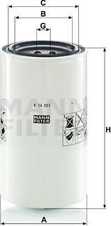 Mann-Filter W 14 003 - Фільтр, Гідравлічна система приводу робочого устаткування autocars.com.ua