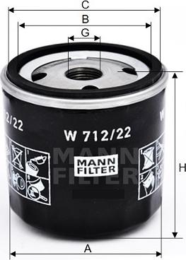 Mann-Filter W 712/22 - Масляный фильтр avtokuzovplus.com.ua