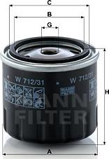 Mann-Filter W 712/31 - Масляний фільтр autocars.com.ua