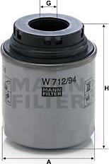 Mann-Filter W 712/94 - Масляний фільтр autocars.com.ua