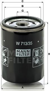 Mann-Filter W 713/35 - Масляний фільтр autocars.com.ua