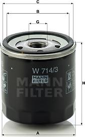 Mann-Filter W 714/3 - Масляный фильтр avtokuzovplus.com.ua