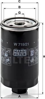 Mann-Filter W 719/21 - Масляний фiльтр autocars.com.ua