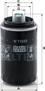 Mann-Filter W 719/53 - Масляний фільтр autocars.com.ua