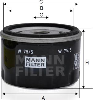 Mann-Filter W 75/5 - Масляний фільтр autocars.com.ua