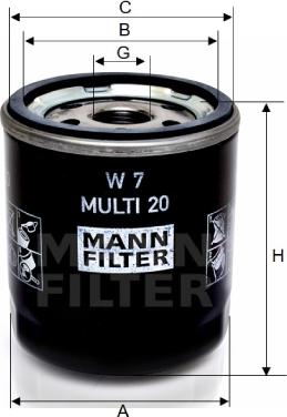 Mann-Filter W 7 MULTI 20 - Масляний фільтр autocars.com.ua