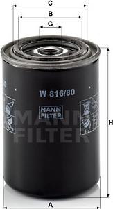 Mann-Filter W 816/80 - Масляний фільтр autocars.com.ua