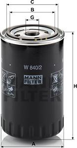 Mann-Filter W 840/2 - Масляный фильтр autodnr.net