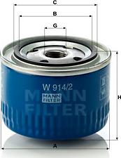 Mann-Filter W 914/2 - Масляний фільтр autocars.com.ua