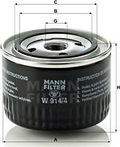 Mann-Filter W 914/4 - Масляный фильтр avtokuzovplus.com.ua