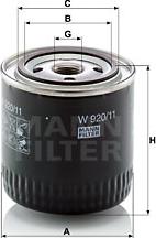 Mann-Filter W 920/11 - Масляный фильтр autodnr.net