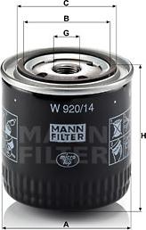 Mann-Filter W 920/14 - Масляный фильтр autodnr.net