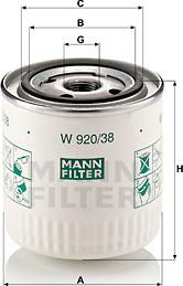 Mann-Filter W 920/38 - Масляний фiльтр autocars.com.ua