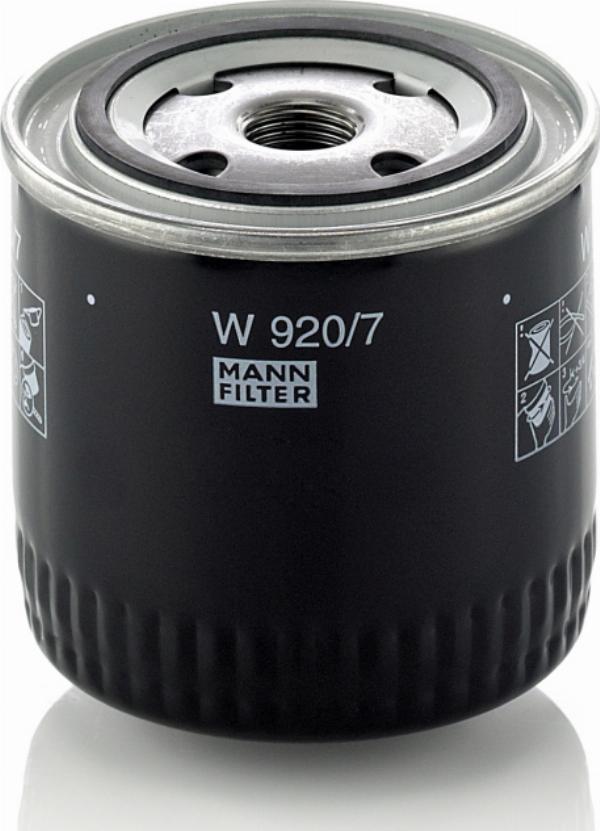 Mann-Filter W 920/7 - Масляний фільтр autocars.com.ua