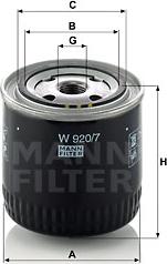 Mann-Filter W 920/7 - Масляний фільтр autocars.com.ua