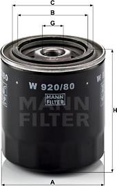 Mann-Filter W 920/80 - Масляный фильтр autodnr.net