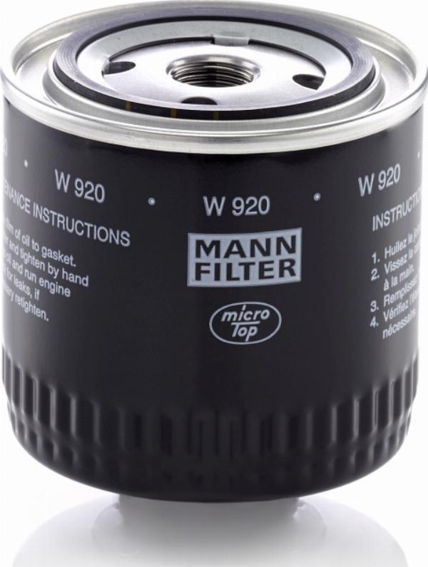 Mann-Filter W 920 - Масляний фільтр autocars.com.ua