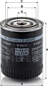 Mann-Filter W 930/21 - Масляный фильтр avtokuzovplus.com.ua