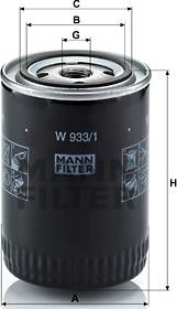 Mann-Filter W 933/1 - Масляний фільтр autocars.com.ua