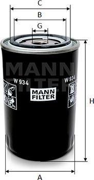 Mann-Filter W 934 - Масляный фильтр avtokuzovplus.com.ua