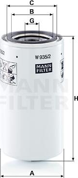 Mann-Filter W 935/2 - Фільтр, Гідравлічна система приводу робочого устаткування autocars.com.ua