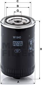 Mann-Filter W 940 (10) - Масляний фільтр autocars.com.ua