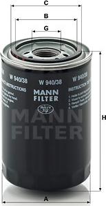 Mann-Filter W 940/38 - Масляний фільтр autocars.com.ua