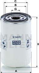 Mann-Filter W 940/51 - Фильтр, система рабочей гидравлики autodnr.net
