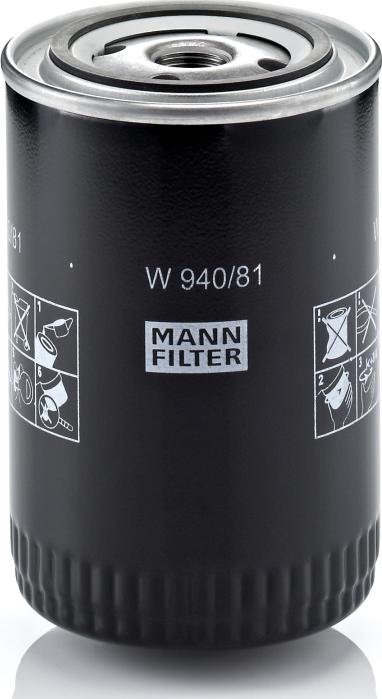 Mann-Filter W 940/81 - Масляний фільтр autocars.com.ua