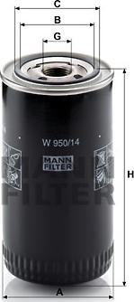 Mann-Filter W 950/14 - Масляний фільтр autocars.com.ua