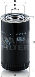 Mann-Filter W 950/24 - Масляний фільтр autocars.com.ua