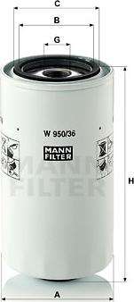 Mann-Filter W 950/36 - Масляный фильтр autodnr.net