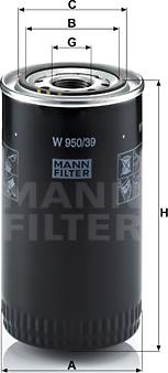 Mann-Filter W 950/39 - Масляний фільтр autocars.com.ua