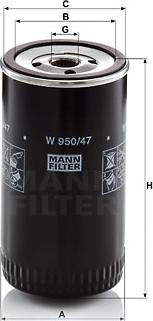 Mann-Filter W 950/47 - Масляний фільтр autocars.com.ua