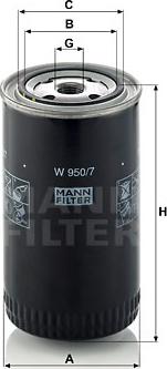 Mann-Filter W 950/7 - Масляный фильтр autodnr.net