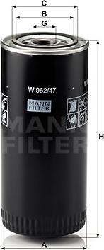Mann-Filter W 962/47 - Фільтр масляний autocars.com.ua