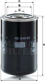 Mann-Filter WD 940/22 - Фільтр, Гідравлічна система приводу робочого устаткування autocars.com.ua