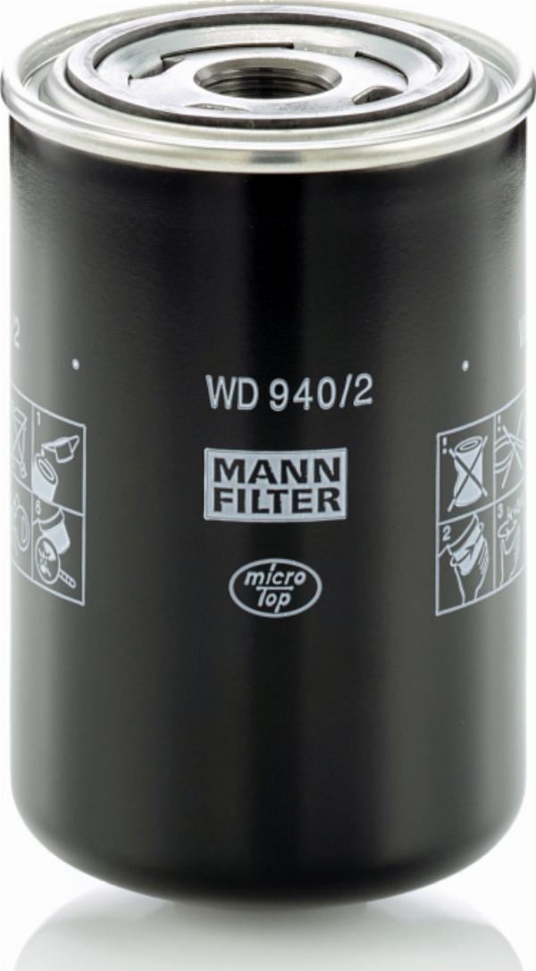 Mann-Filter WD 940/2 - Фільтр, Гідравлічна система приводу робочого устаткування autocars.com.ua