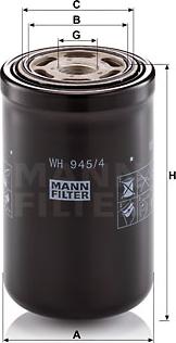 Mann-Filter WH945/4 - Фільтр, Гідравлічна система приводу робочого устаткування autocars.com.ua