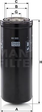 Mann-Filter WH 980 - Фільтр гідравлічний John Deere WH980MANN autocars.com.ua