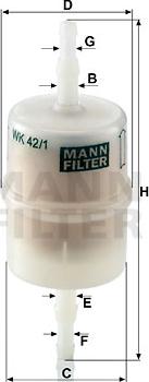 Mann-Filter WK 42/1 - Топливный фильтр avtokuzovplus.com.ua