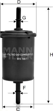 Mann-Filter WK 58/1 - Паливний фільтр autocars.com.ua
