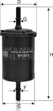 Mann-Filter WK 58/5 - Паливний фільтр autocars.com.ua
