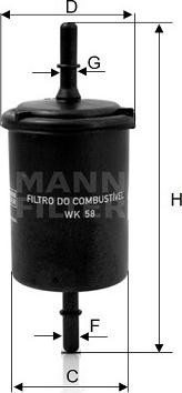 Mann-Filter WK 58 - Топливный фильтр avtokuzovplus.com.ua