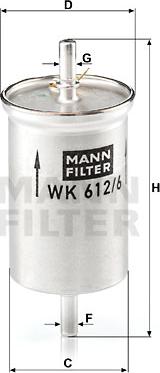 Mann-Filter WK 612/6 - Топливный фильтр avtokuzovplus.com.ua