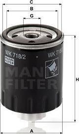 Mann-Filter WK 718/2 - Fuel filter spin-on or inline autocars.com.ua