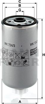 Mann-Filter WK 724/3 - Топливный фильтр avtokuzovplus.com.ua