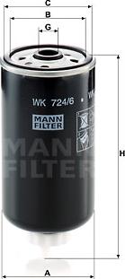 Mann-Filter WK 724/6 - Паливний фільтр autocars.com.ua