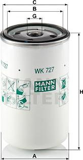 Mann-Filter WK 727 - Паливний фільтр autocars.com.ua